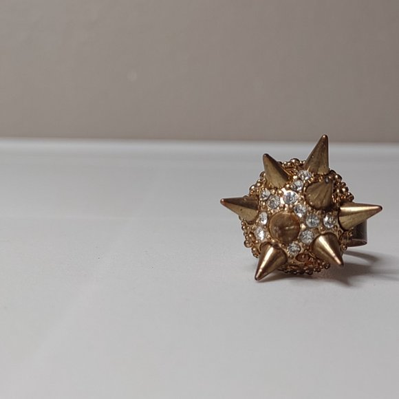 Very Cool Metal Spike And Rhinestone Ring Size 7.5 - Picture 6 of 13
